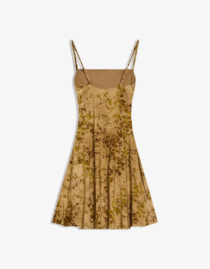 Rochie mini tul print efect catifea-Verde