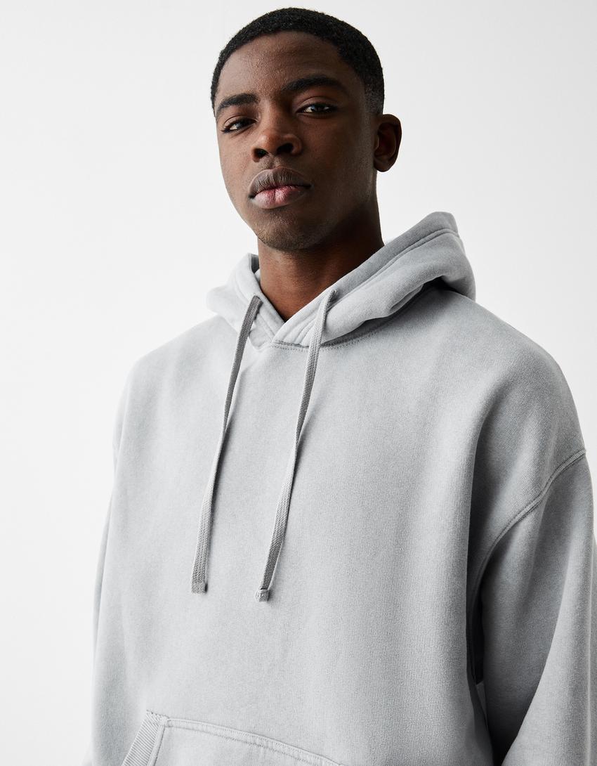 Faded-effect boxy fit hoodie-Grey-2