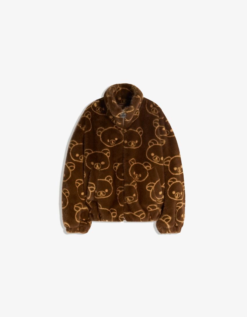 Rilakkuma Jacke aus Kunstfell-Camel