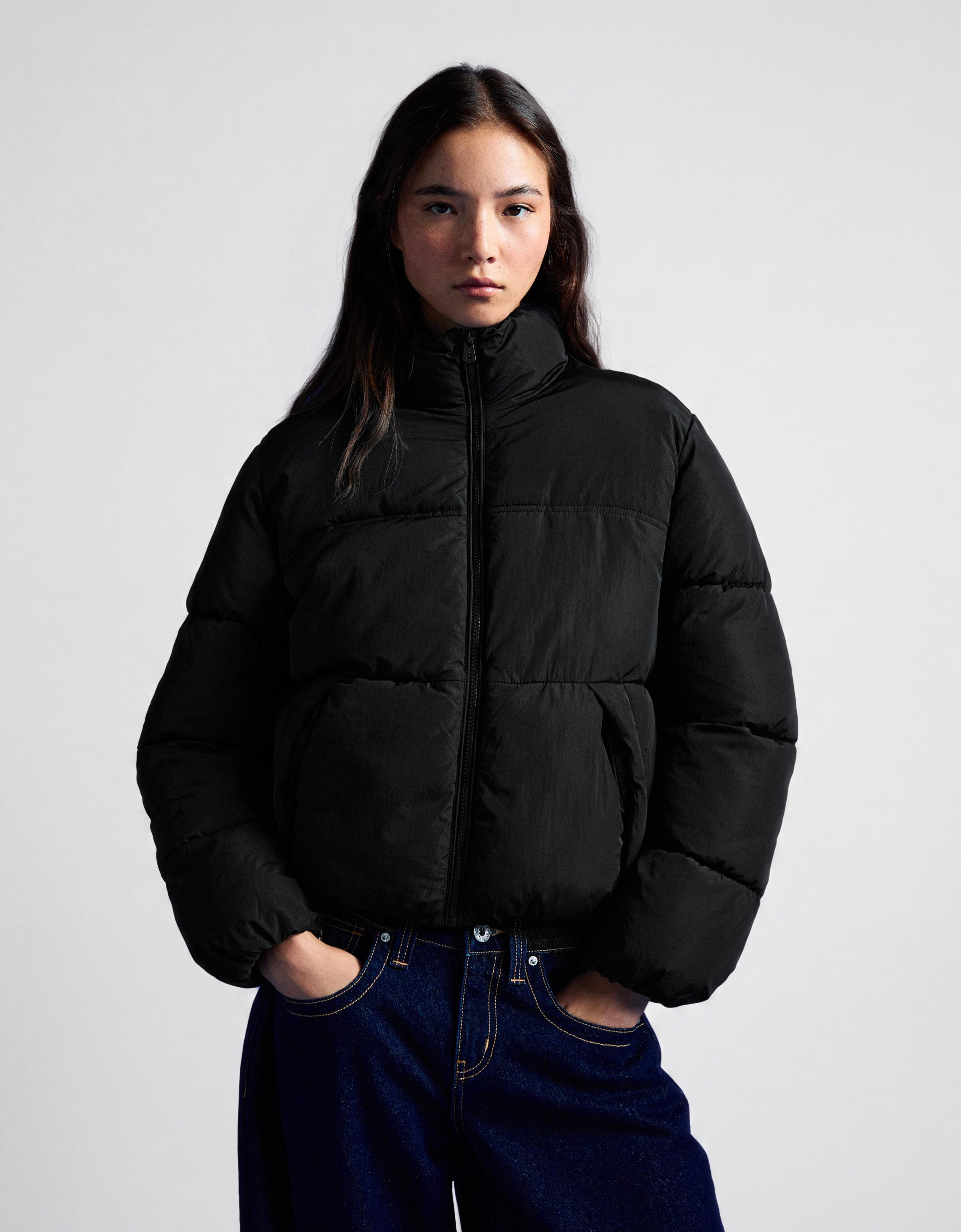 Water-repellent padded jacket — Black