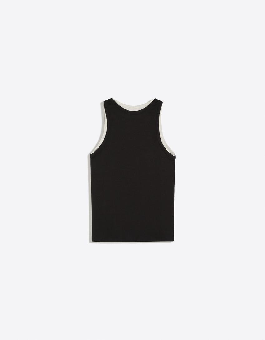 Double-strap camisole top-Black