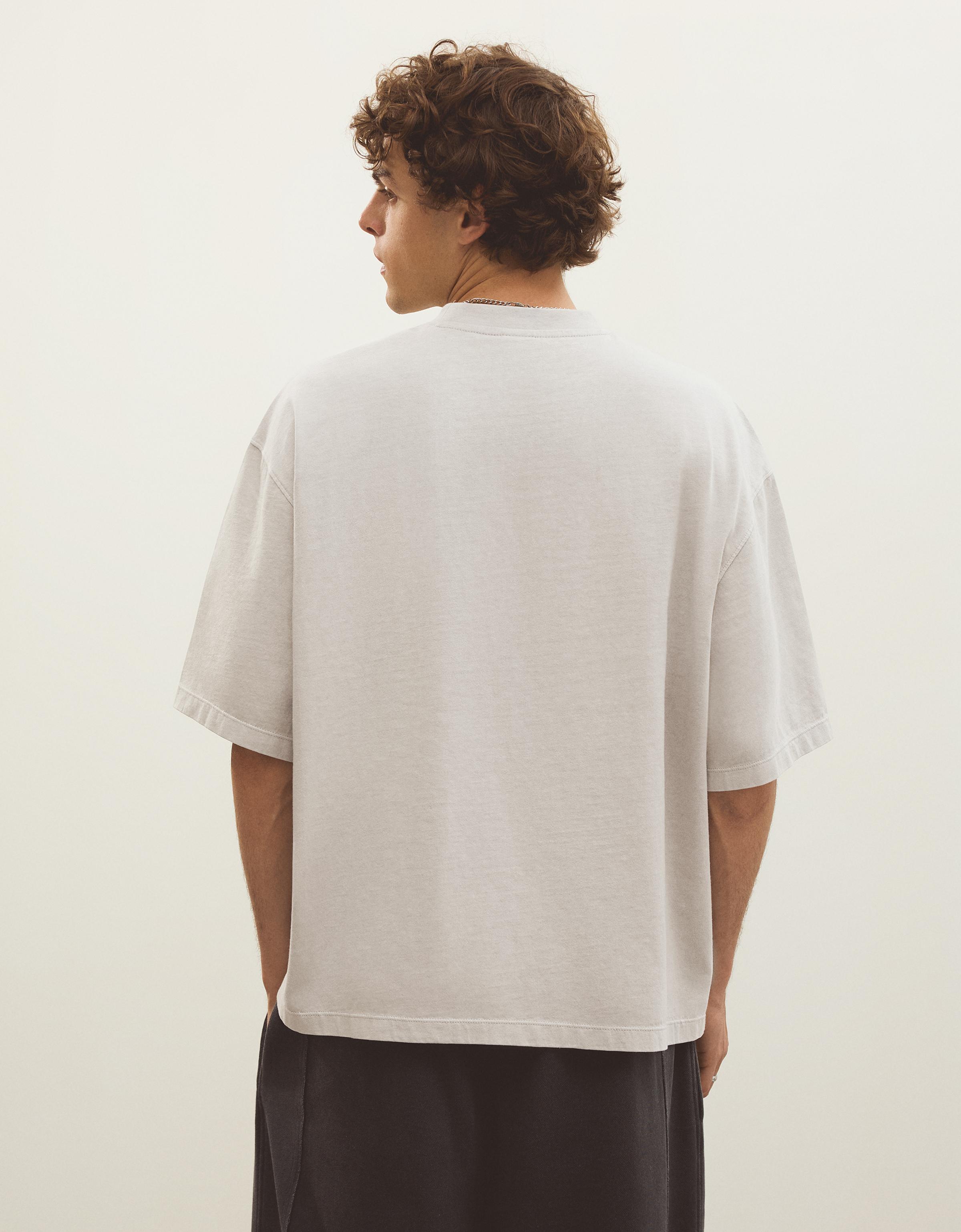Boxy fit print T-shirt — Stone