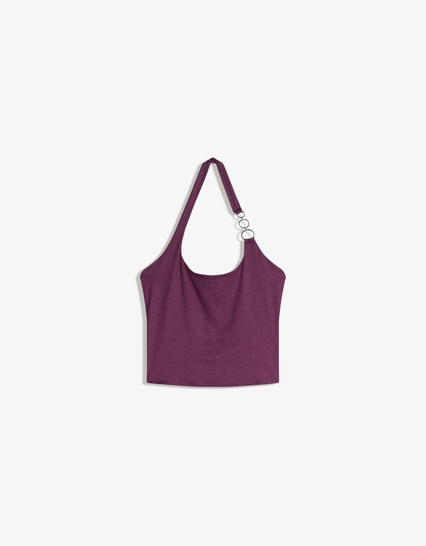 Loose-fitting top with eyelets-Violet