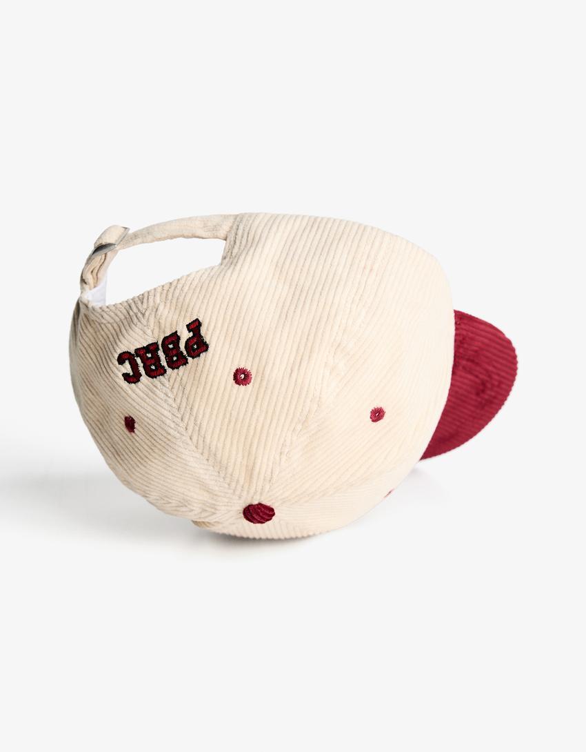 Embroidered Corduroy Cap-Cream