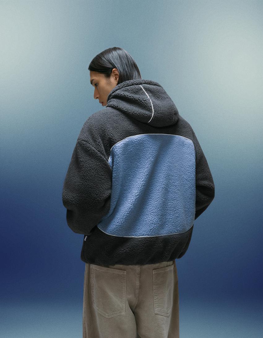 Faux shearling jacket-Light blue