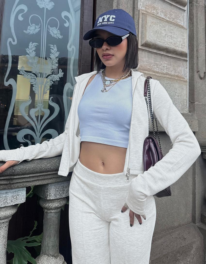 Calças flare soft com modal-Cinza