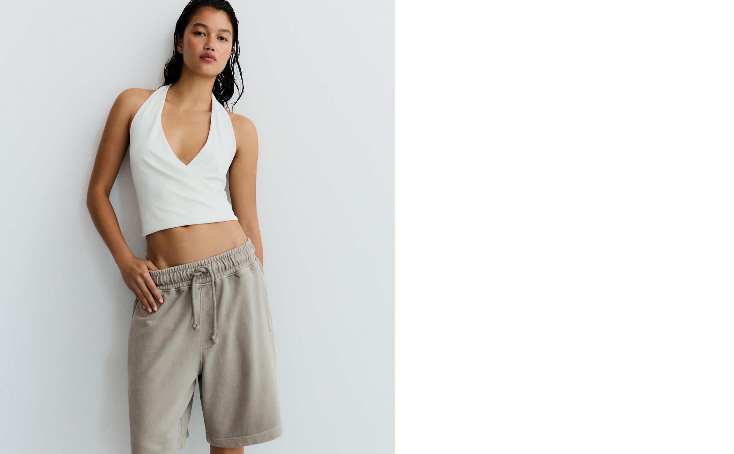 Boxy print Bermuda shorts — Grey