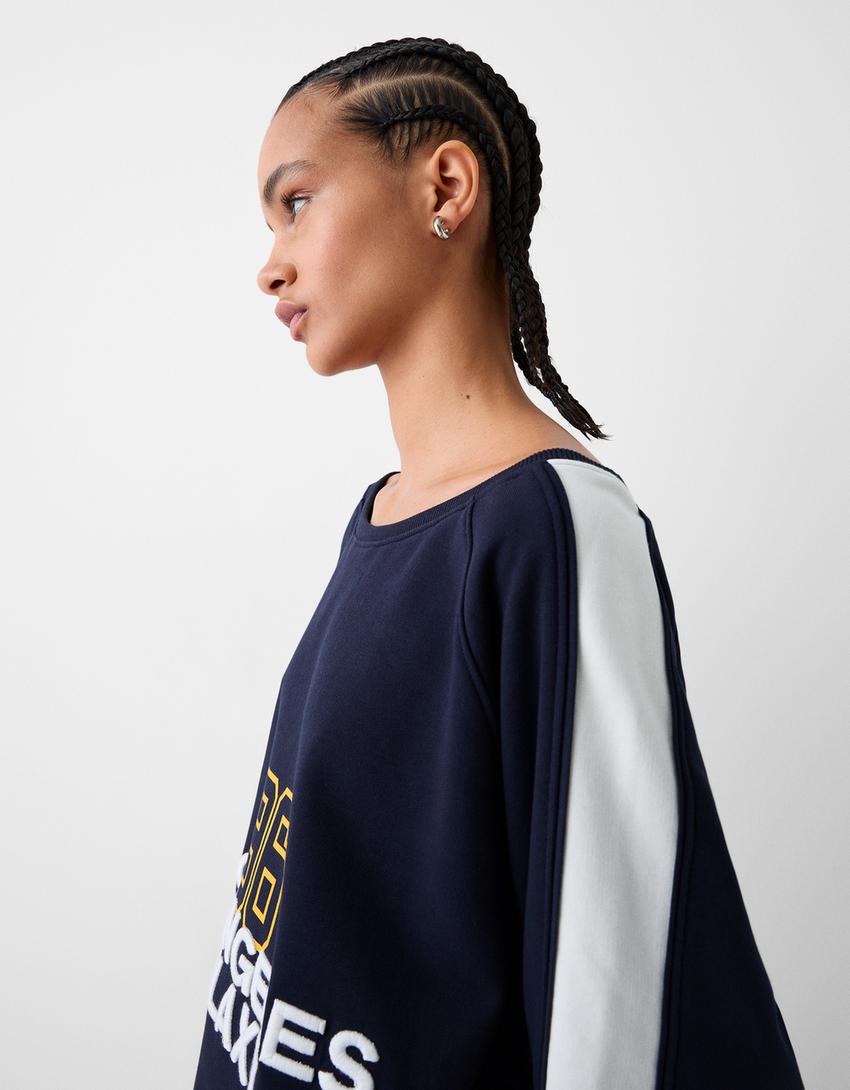 LA Galaxy print Bardot sweatshirt-Dark blue