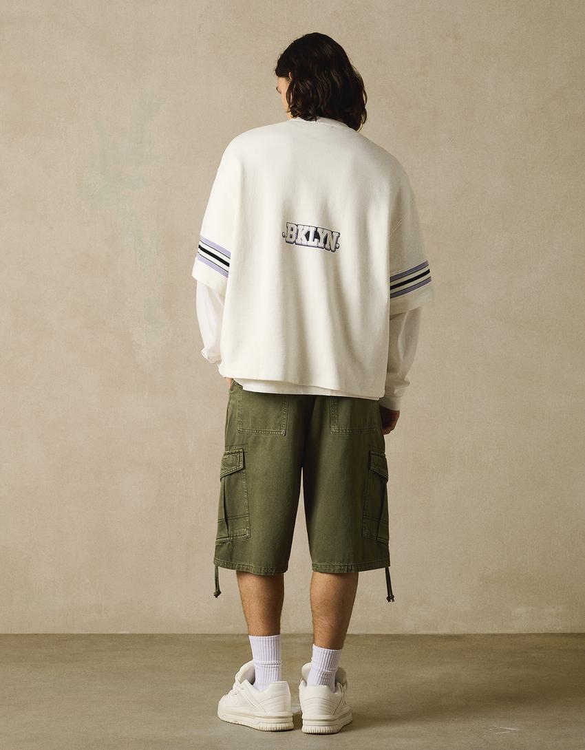 Oversize short sleeve T-shirt with print-White