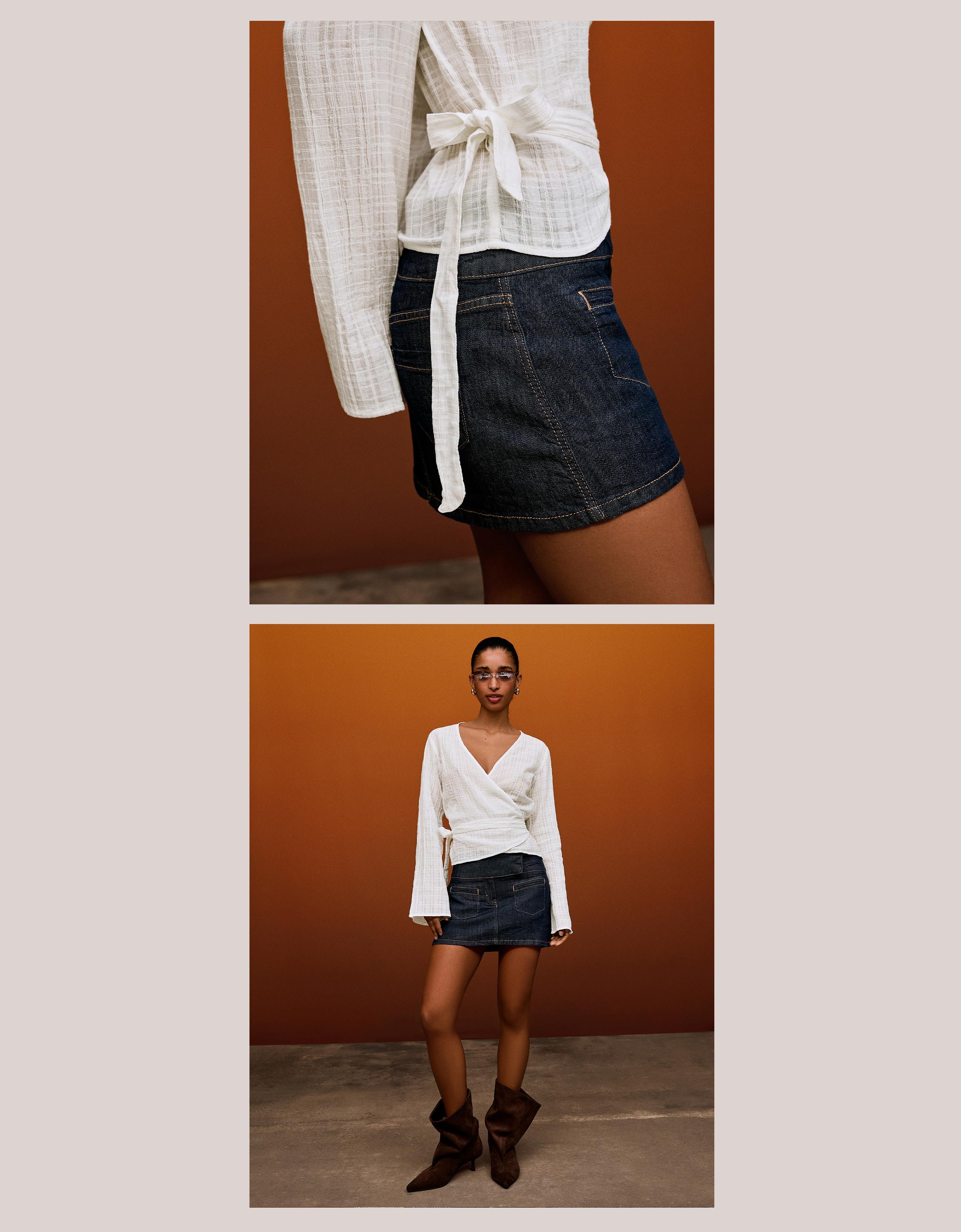 Kruvaze desenli bluz - Görsel 34