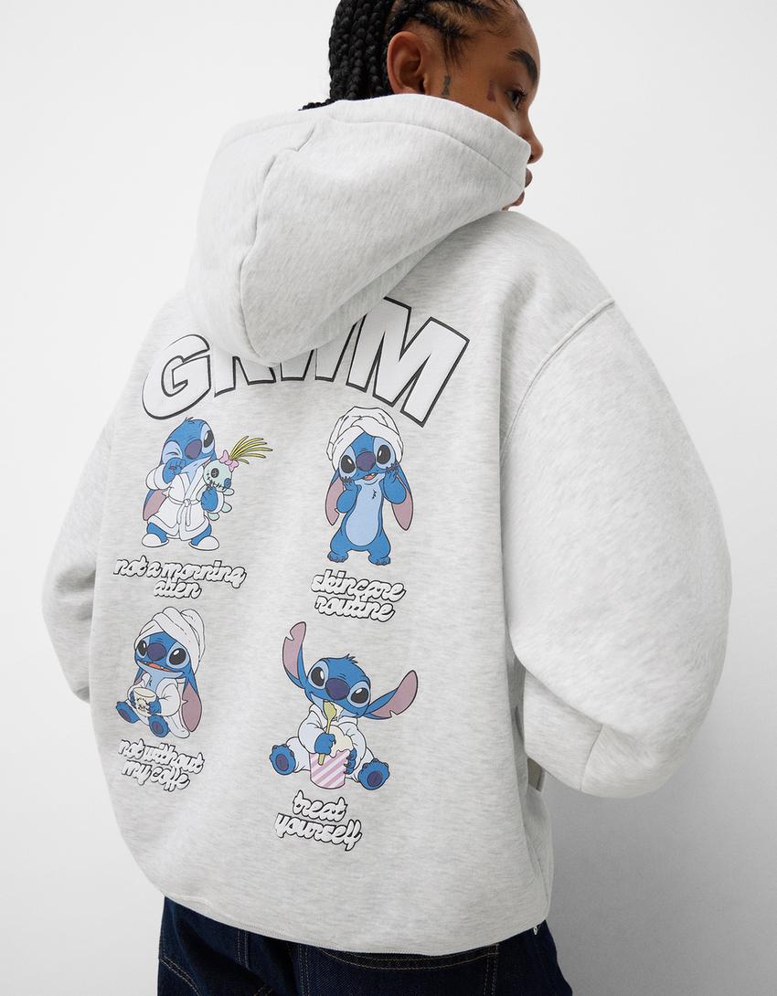 Sudadera Lilo & Stitch capucha print-Gris-2