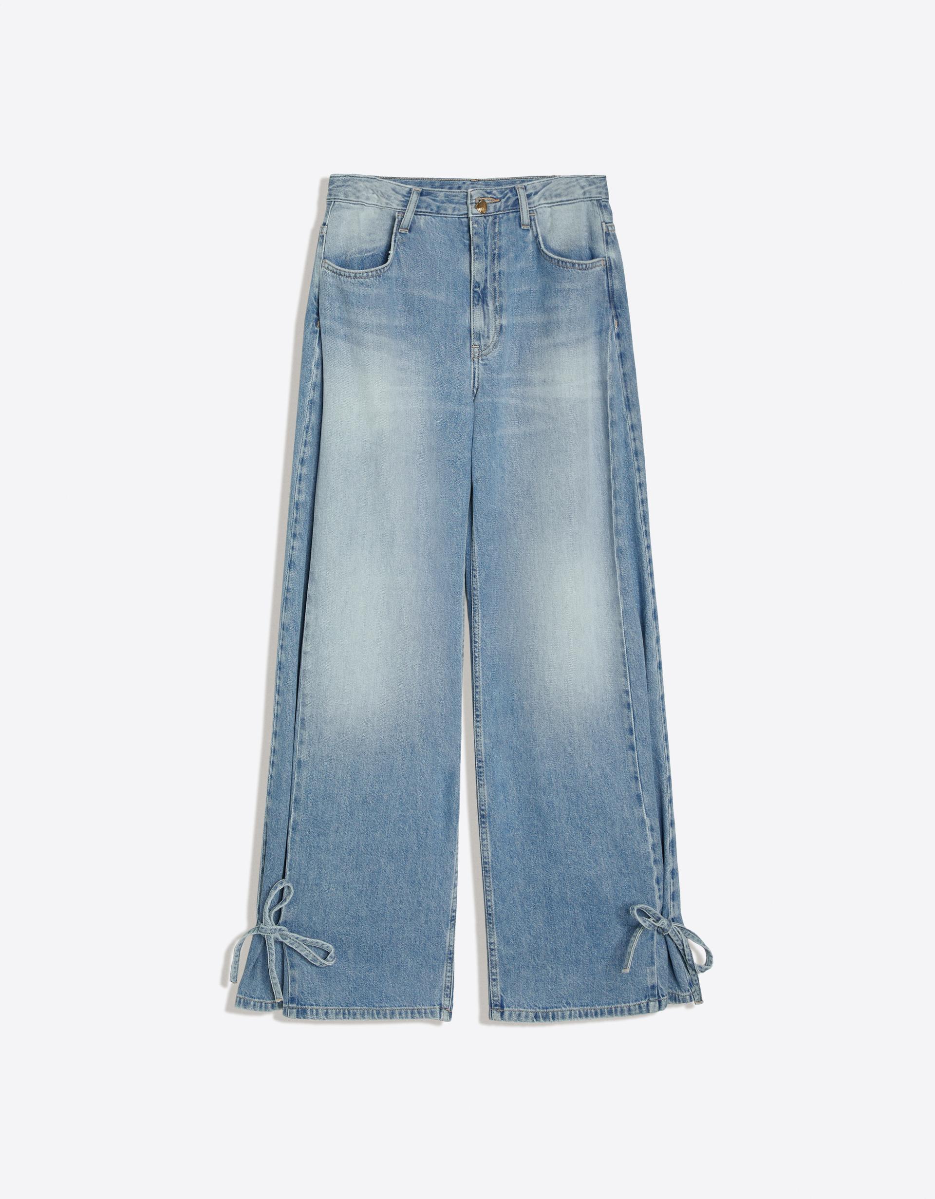 Errand Day Texture — High-waist barrel jeans with ties