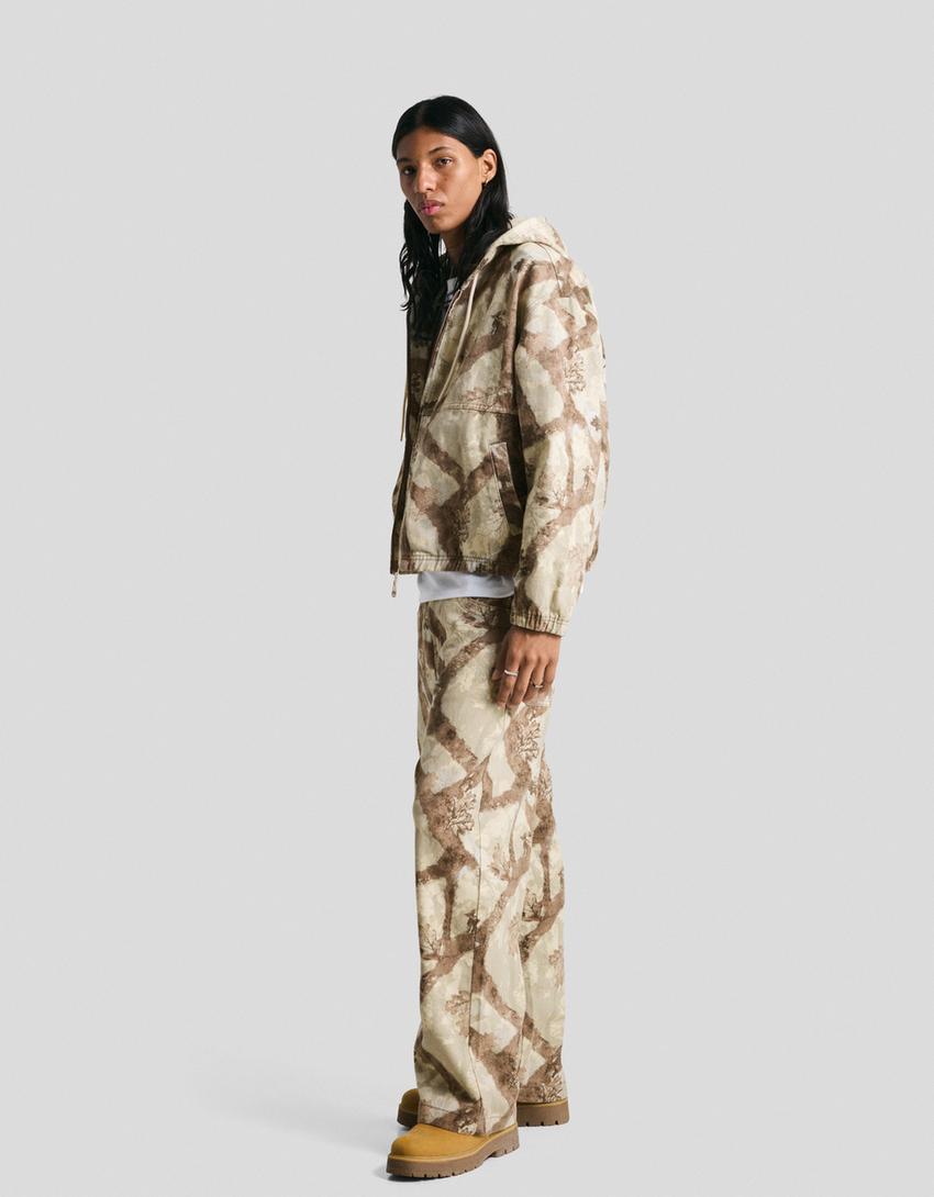 Denim jack met print-Groen