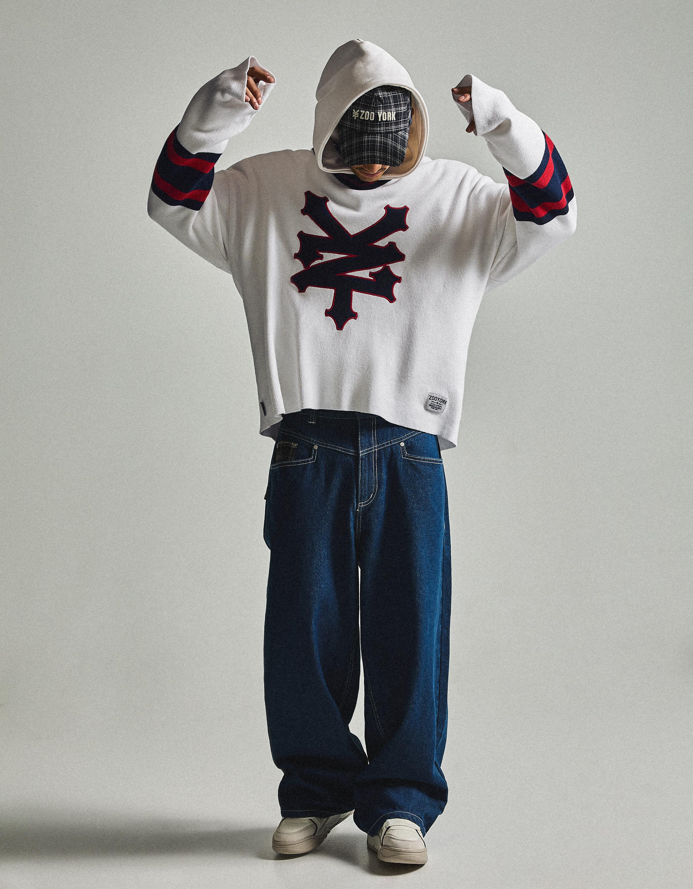 ZOO YORK embroidered V-neck jumper — Off white
