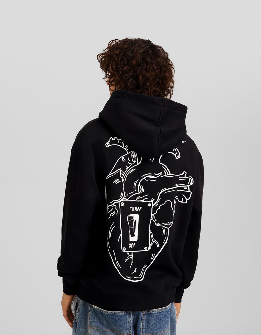 Sudadera capucha oversize print-Negro-1
