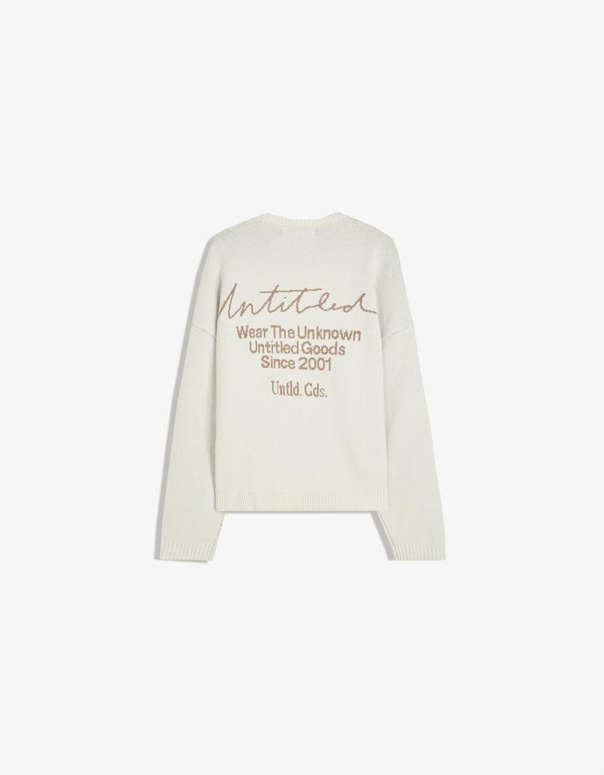 Jacquard-Print-Pullover-Grbrochenes Weiss