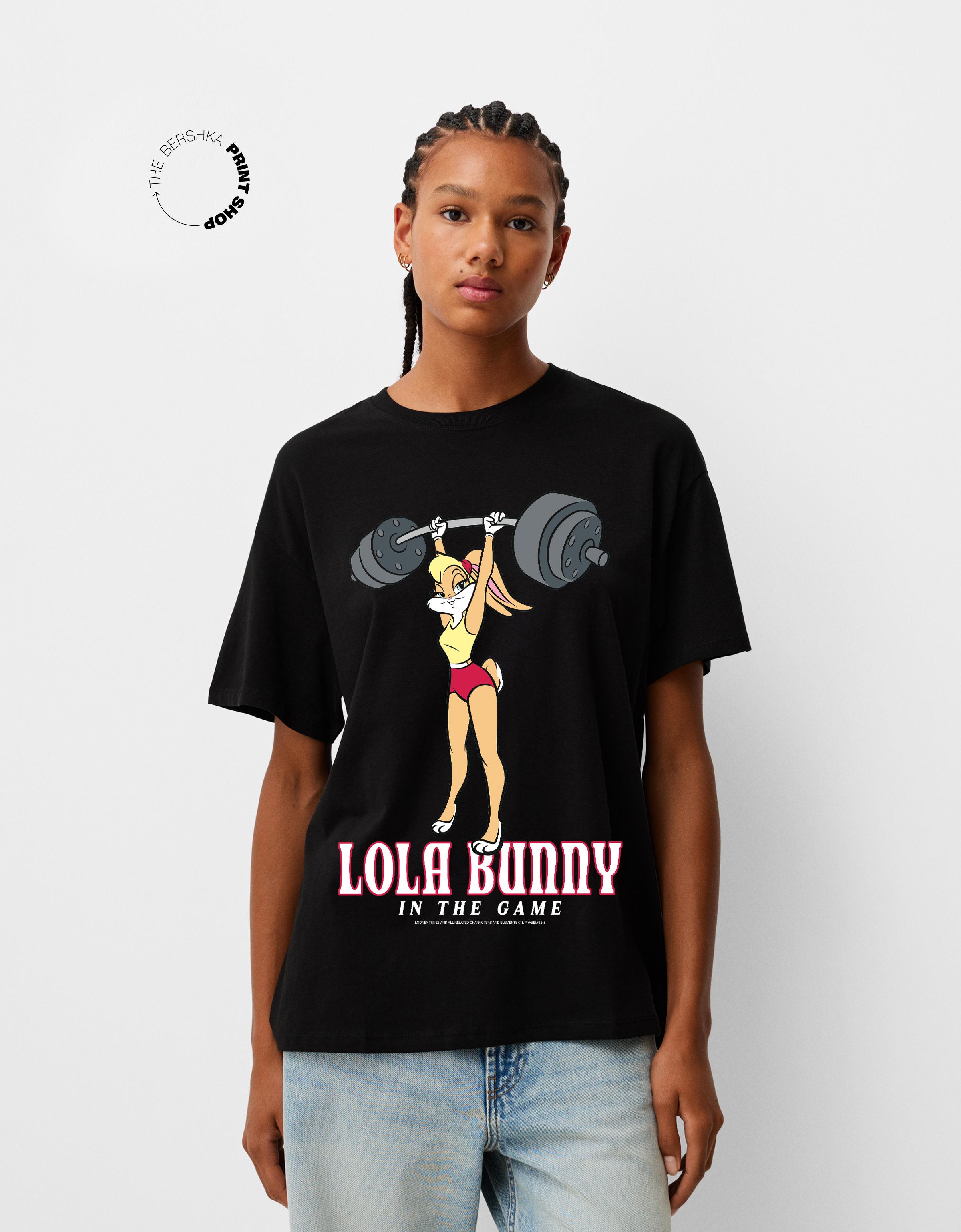 Bershka Oversize-T-Shirt Looney Tunes Mit Kurzen Ärmeln Damen M Schwarz