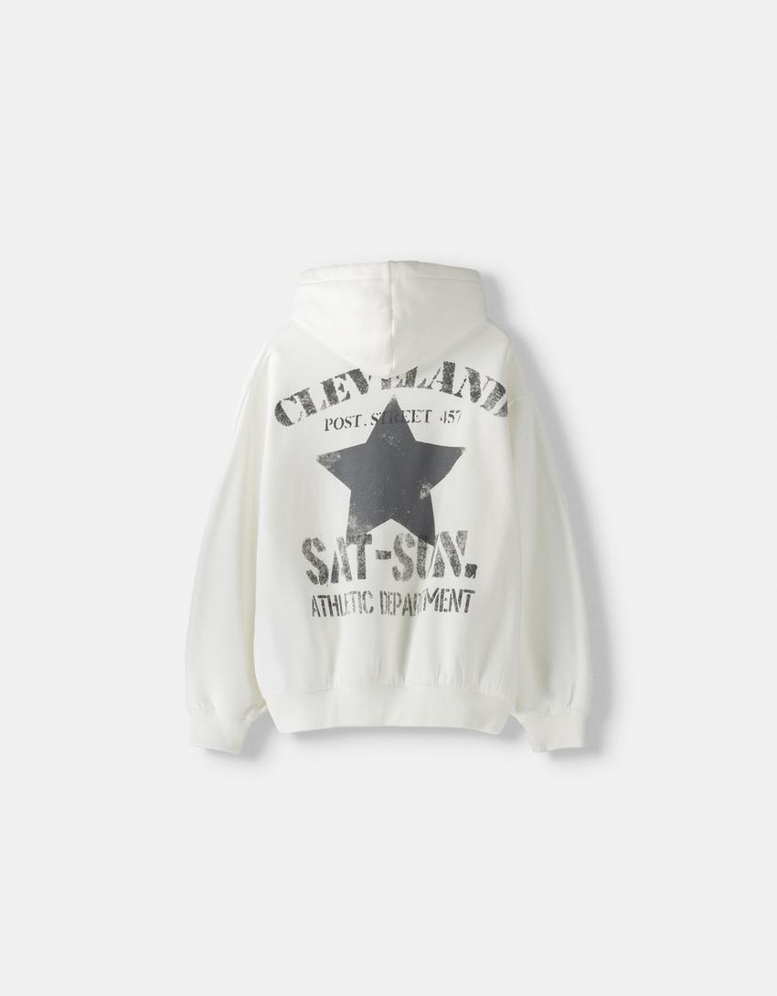 Sweatshirt capuz padrão-Cru-5