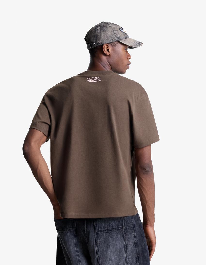 Von Dutch print T-shirt-Brown