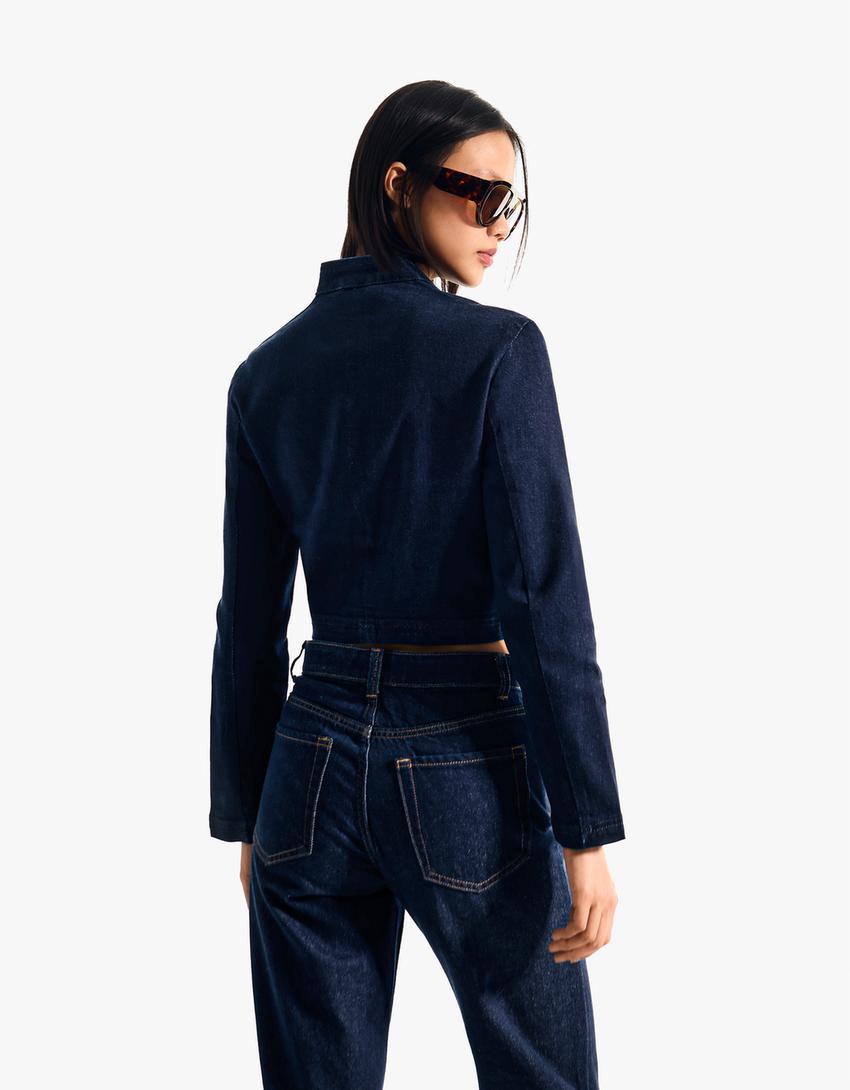 Cazadora denim botones frontales-Marino