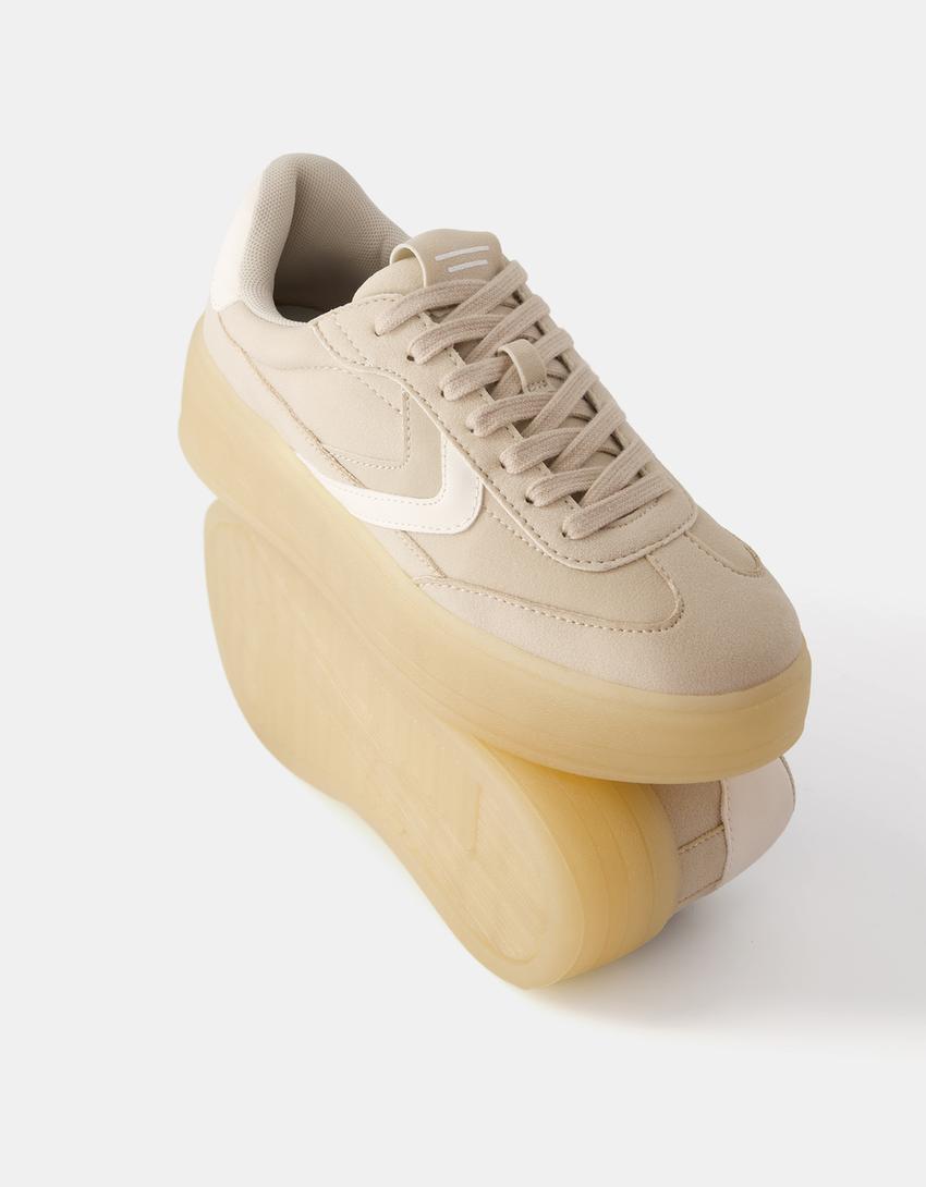 Sneakers rétro plateforme-Beige