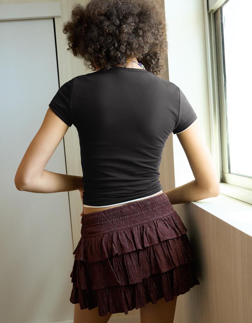 Napillinen lyhythihainen T-paita-Laivastonsininen