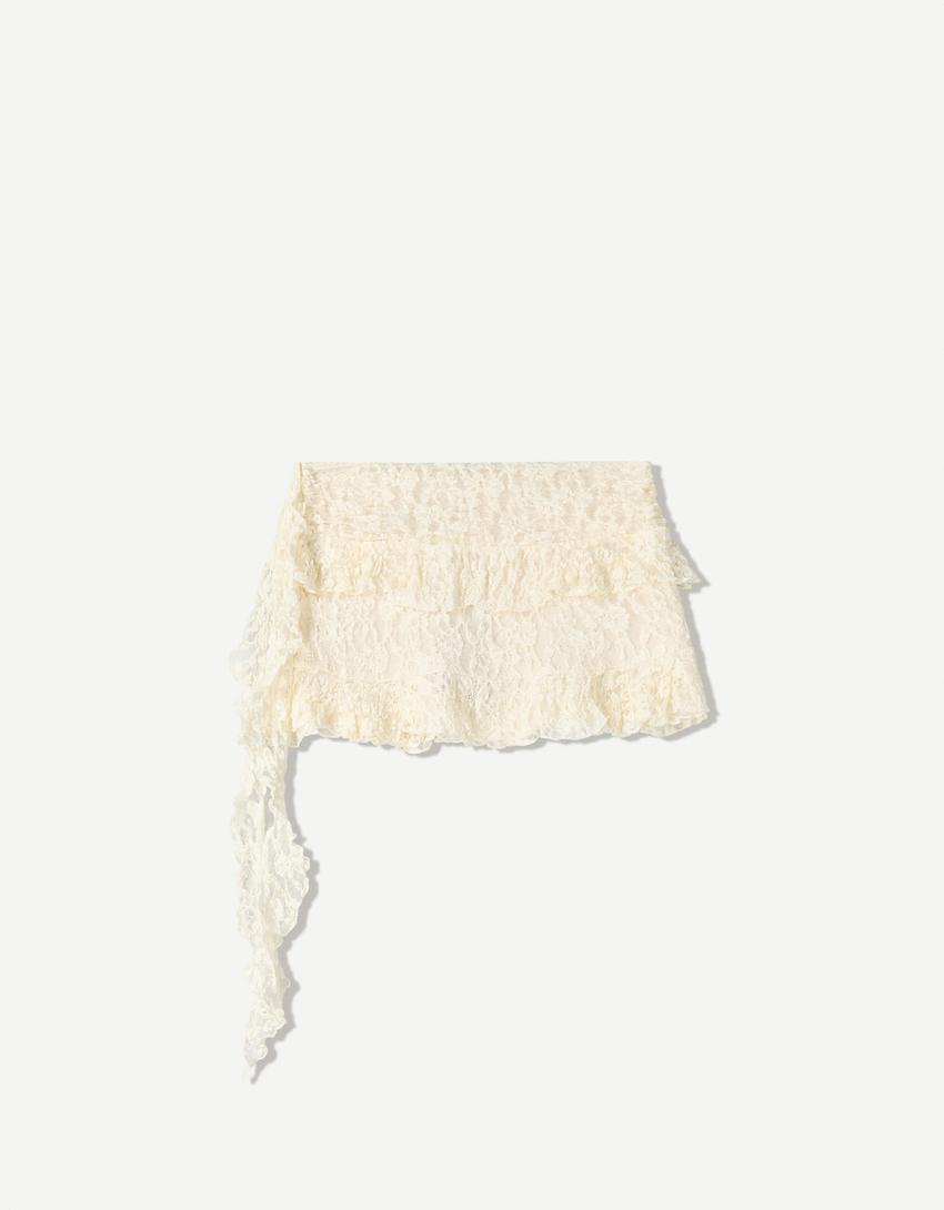Blonde lace top and mini skirt set-Blonde lace top and mini skirt set