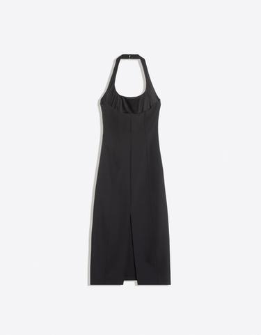Halter midi dress with tie — Black 2