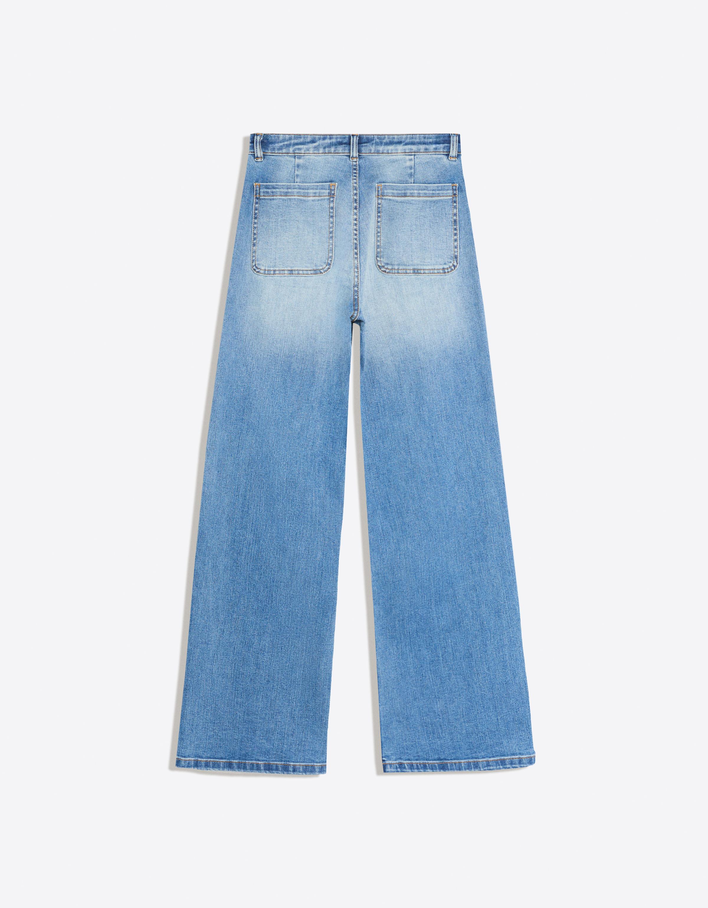Wide-leg jeans with button detail — Light blue
