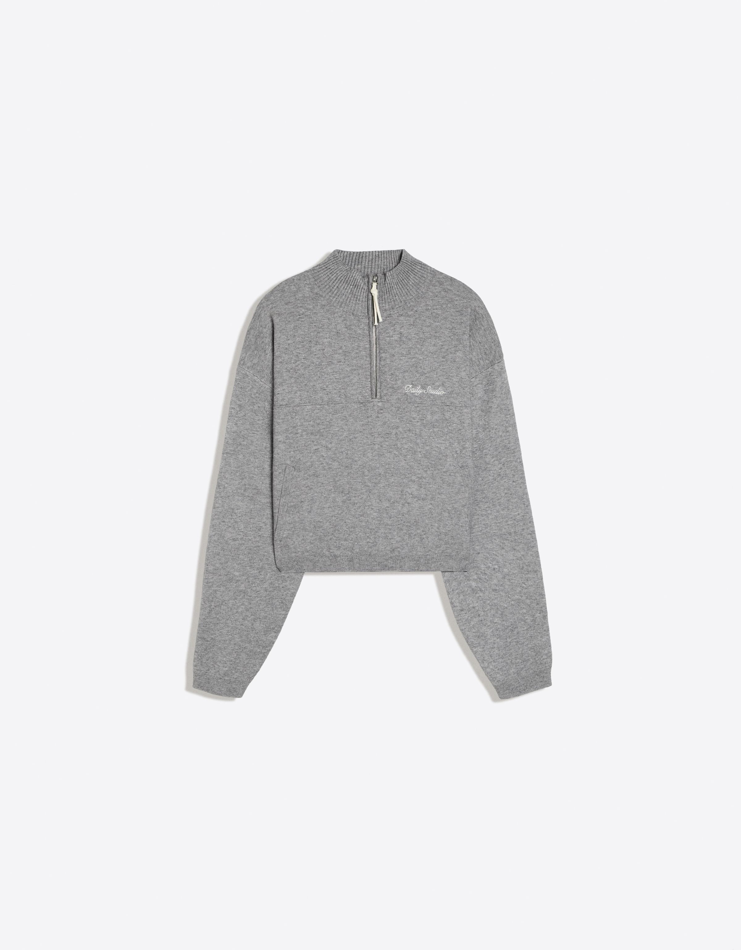 Embroidered zip-up jumper — Grey