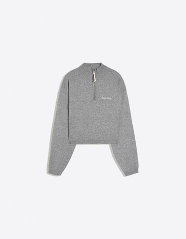 Embroidered zip-up jumper — Grey 5