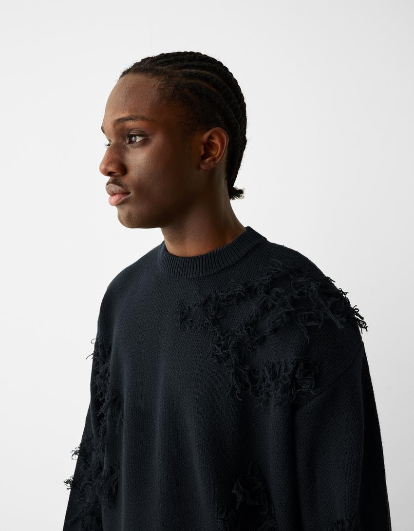 سويتر بتأثير ممزق-أسود-2