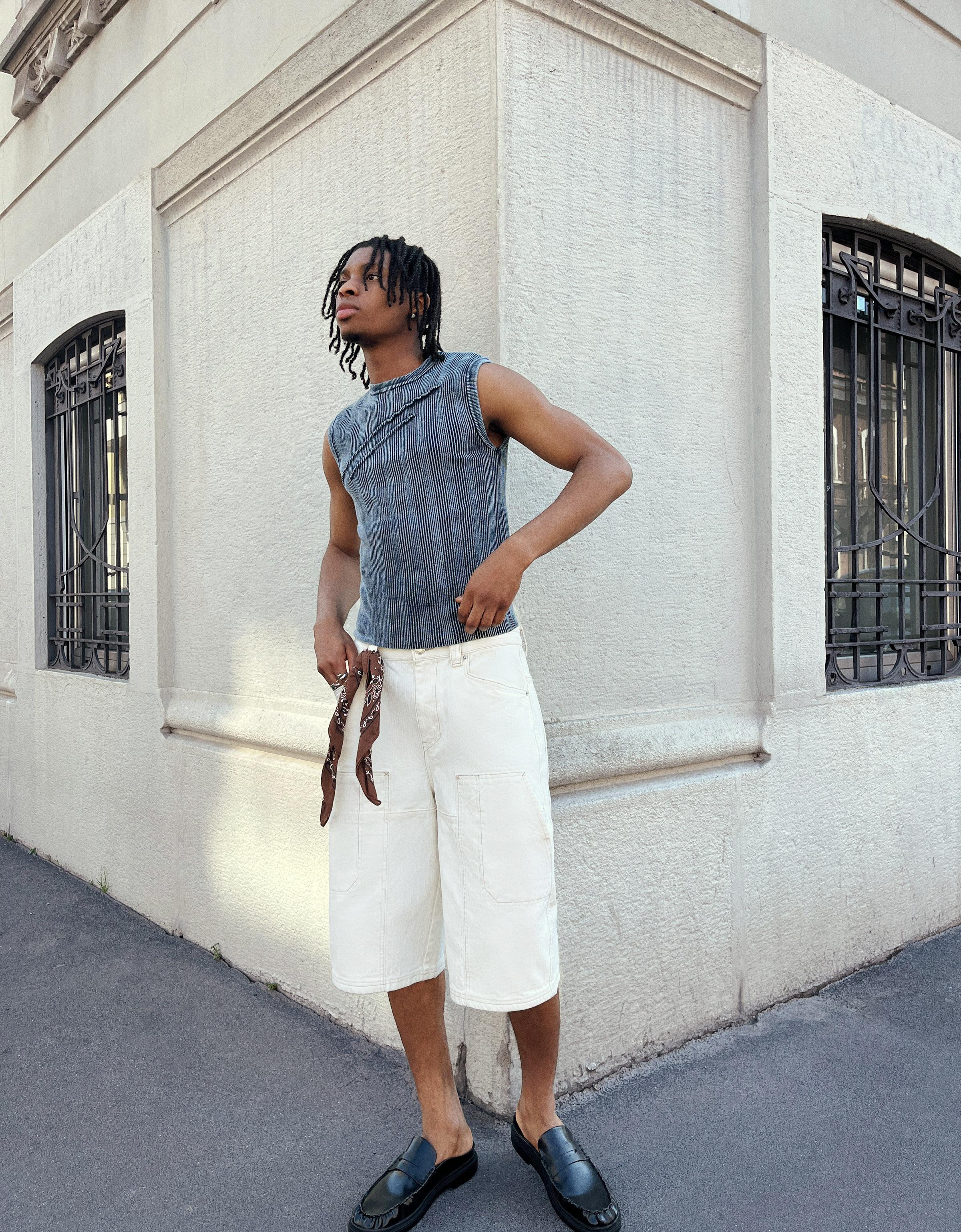 【BAON】[unisex] Accorri Carpenter Pintuck Bermuda Pants Carpenter skater Bermuda shorts - Shorts - Men | Bershka