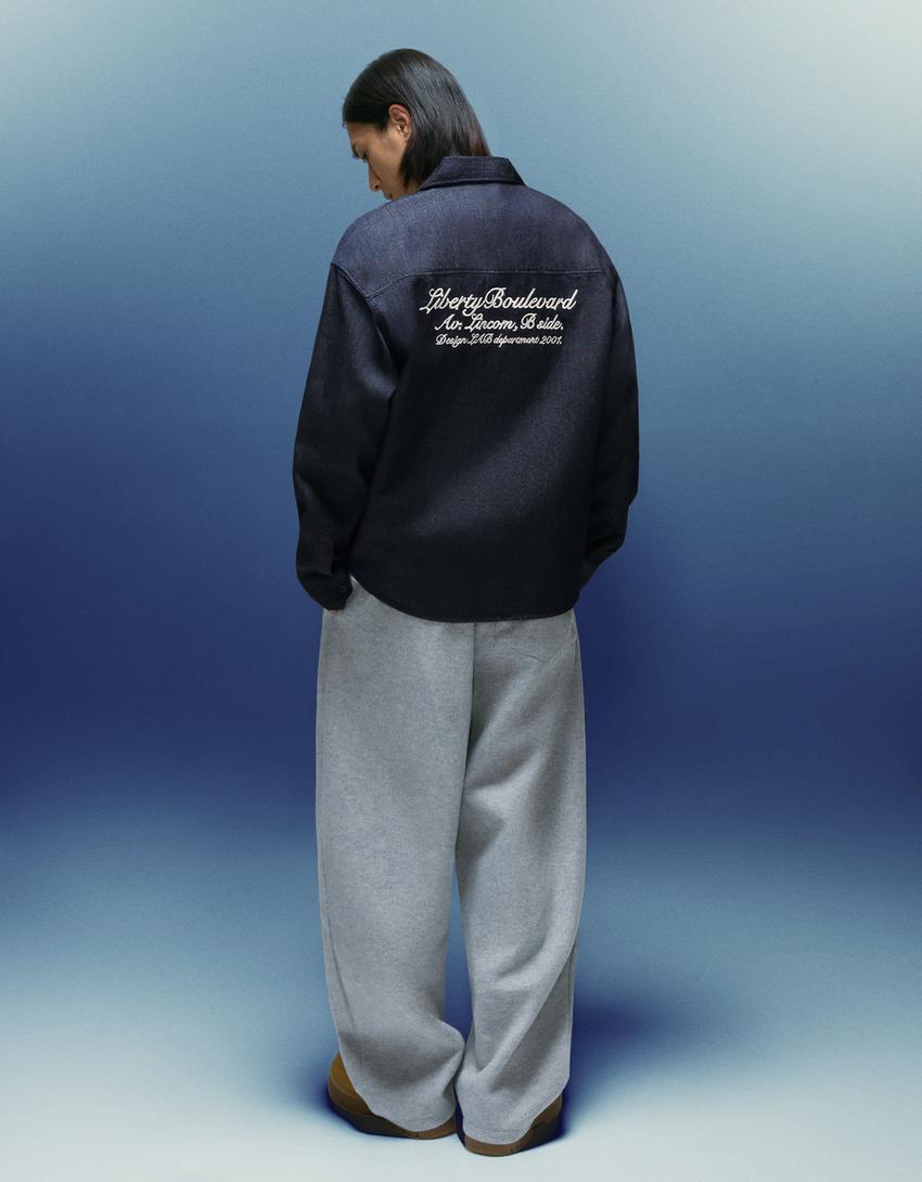 Oversized denim shirt-Blue