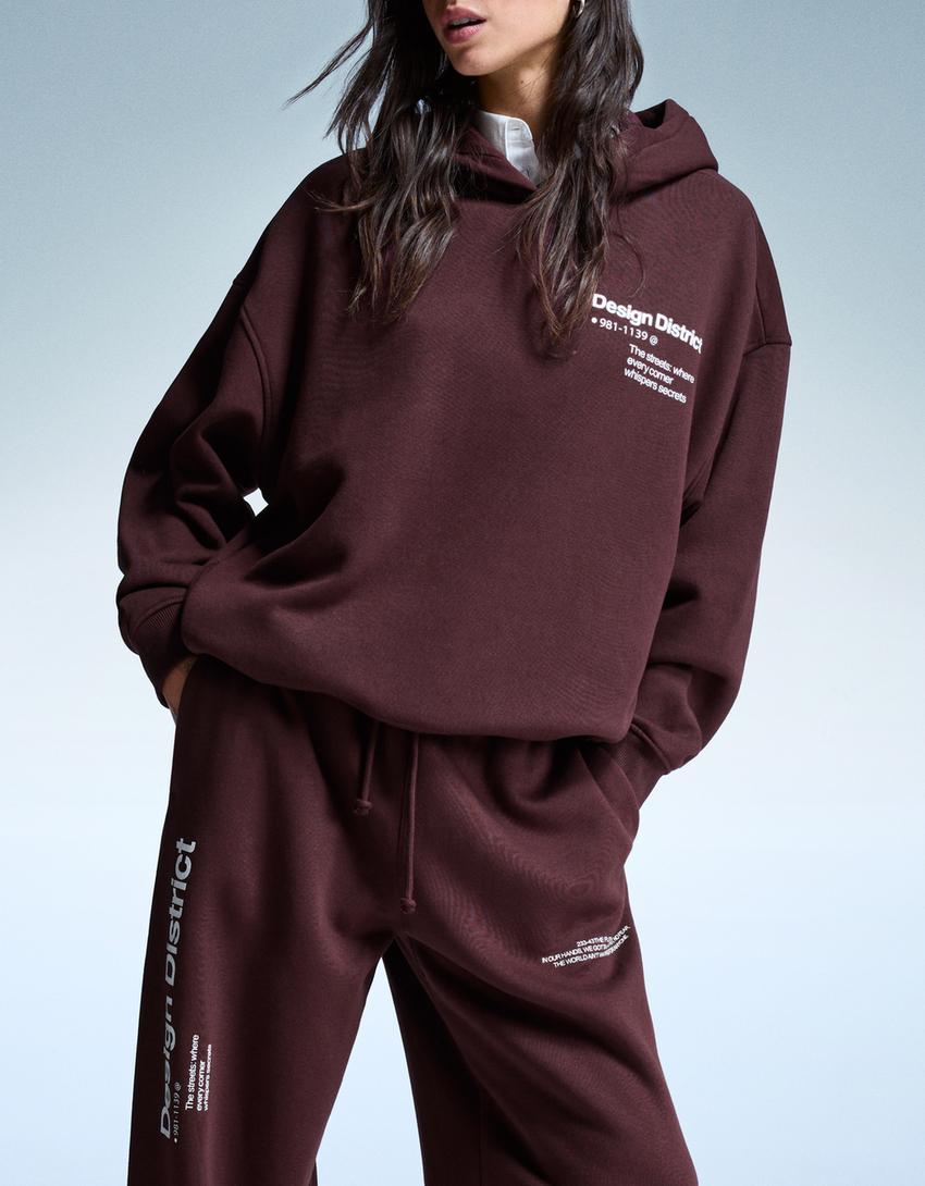 Hoodie met print-Bordeaux-2