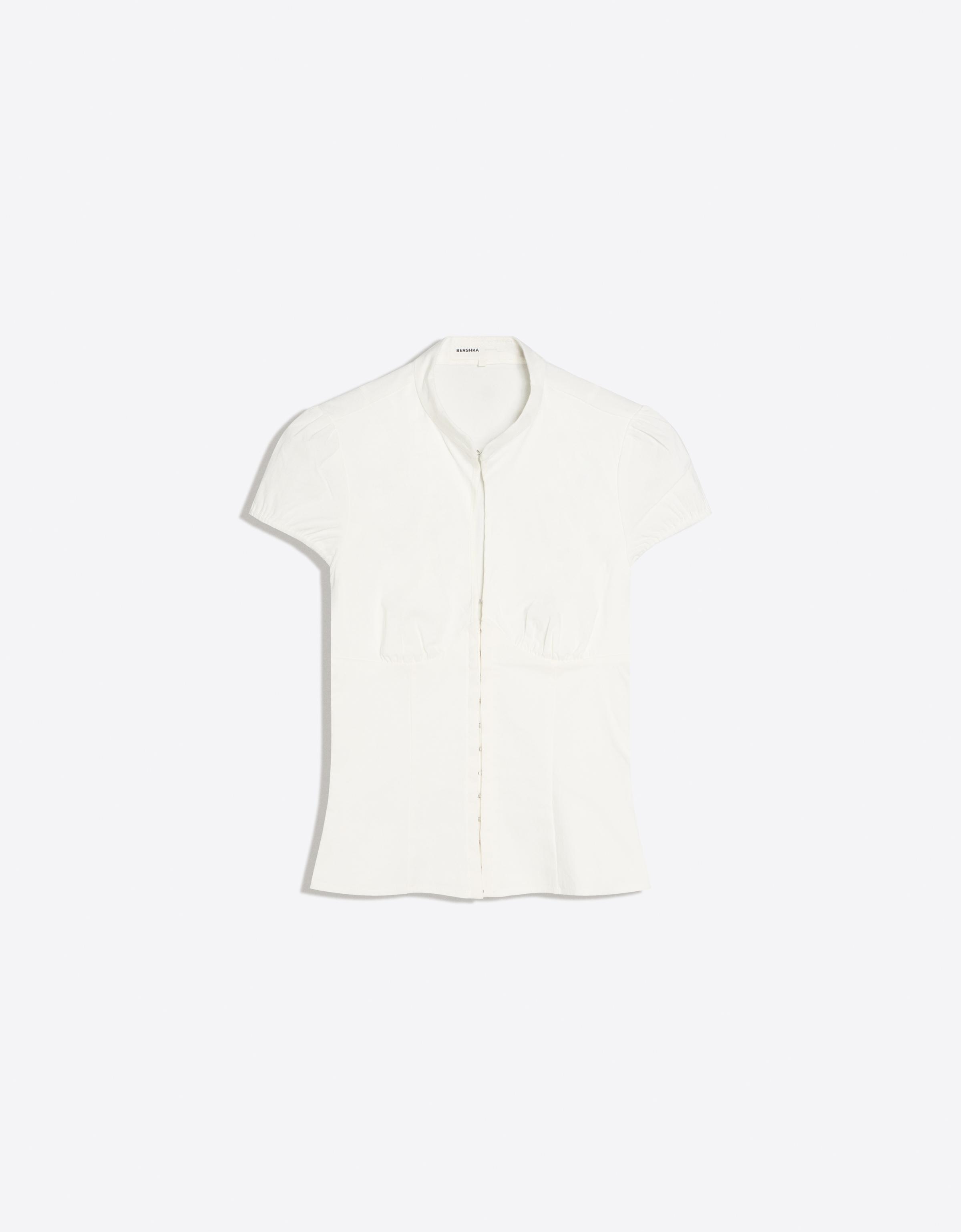 Short sleeve shirt with press-stud fastening — White