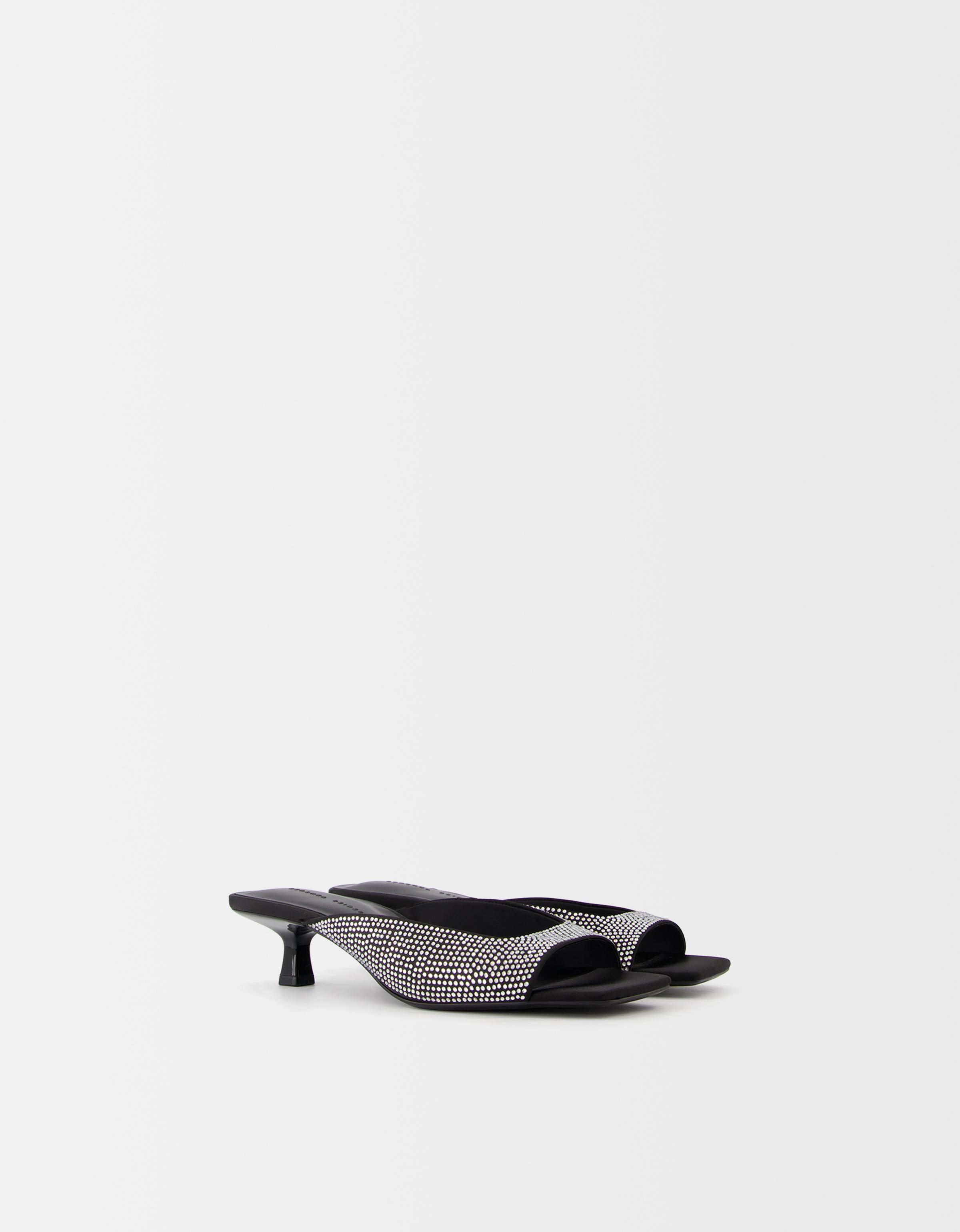 Bershka Absatzsandalen Im Mules-Stil Mit Glitzer Damen 36 Schwarz