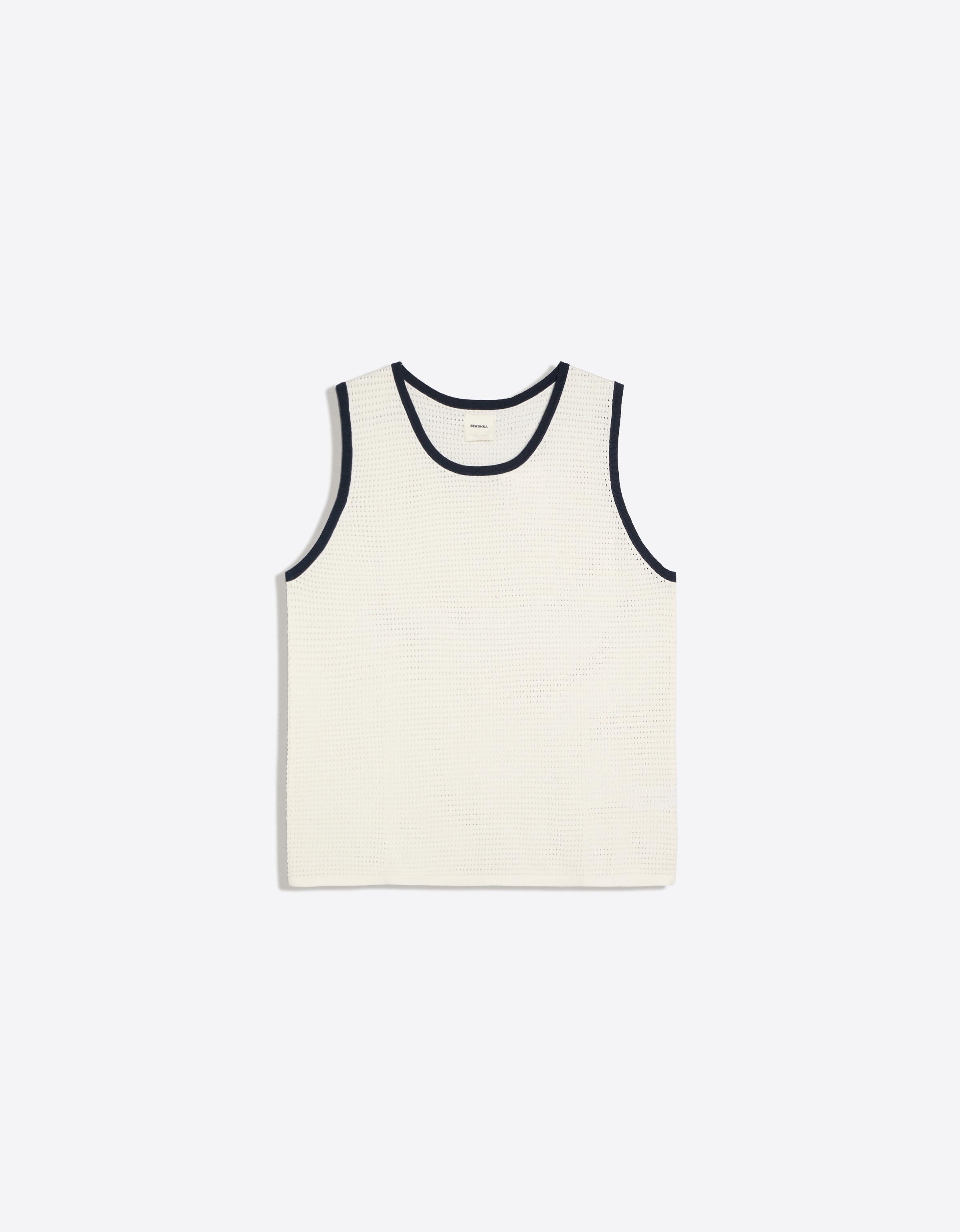 Contrast mesh vest top — Off white