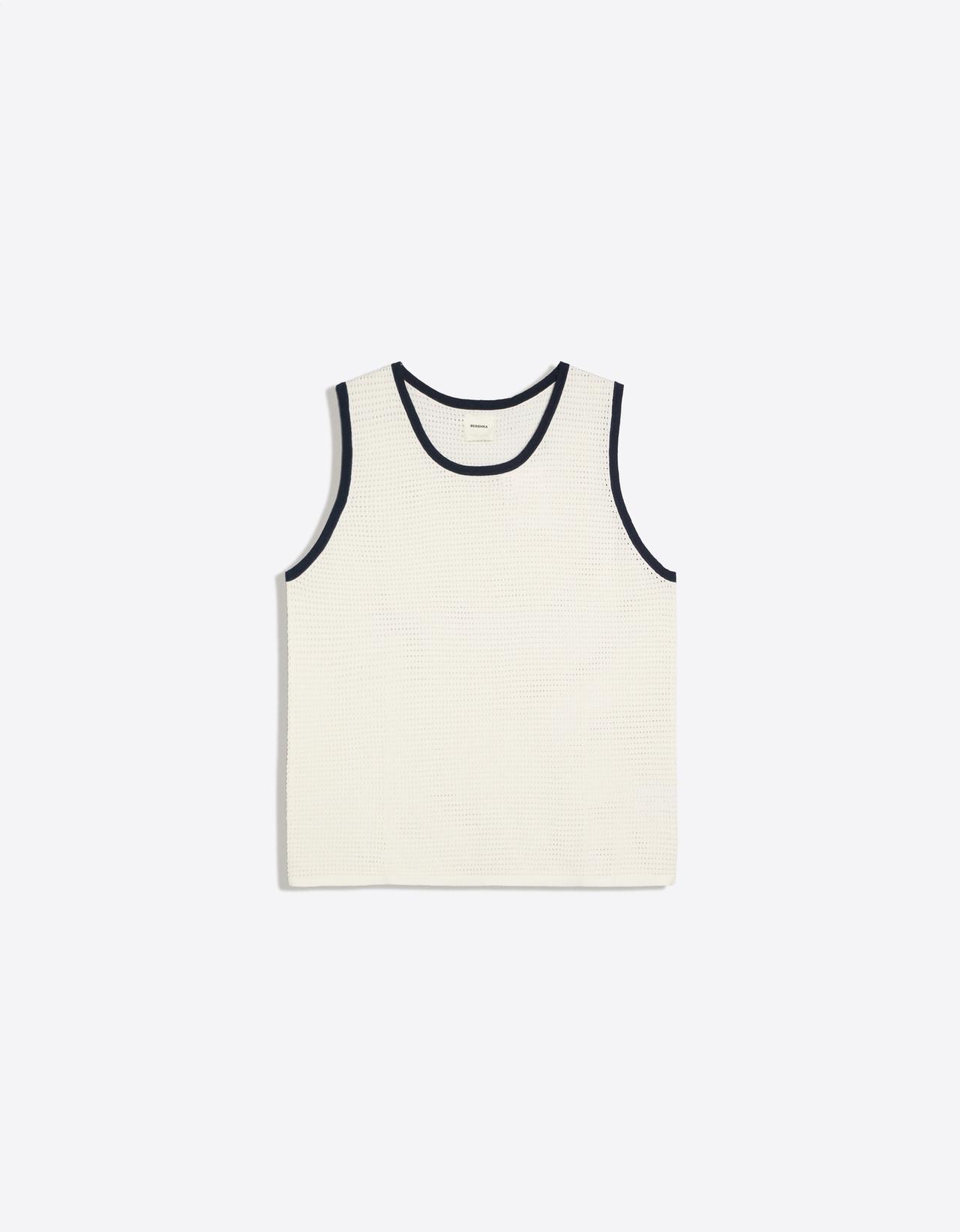 Contrast mesh vest top — Off white
