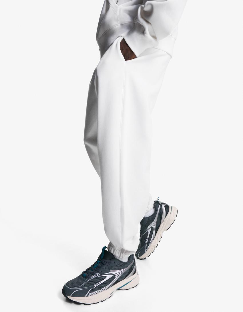 Jogginghose aus Fleece-Weiss-2