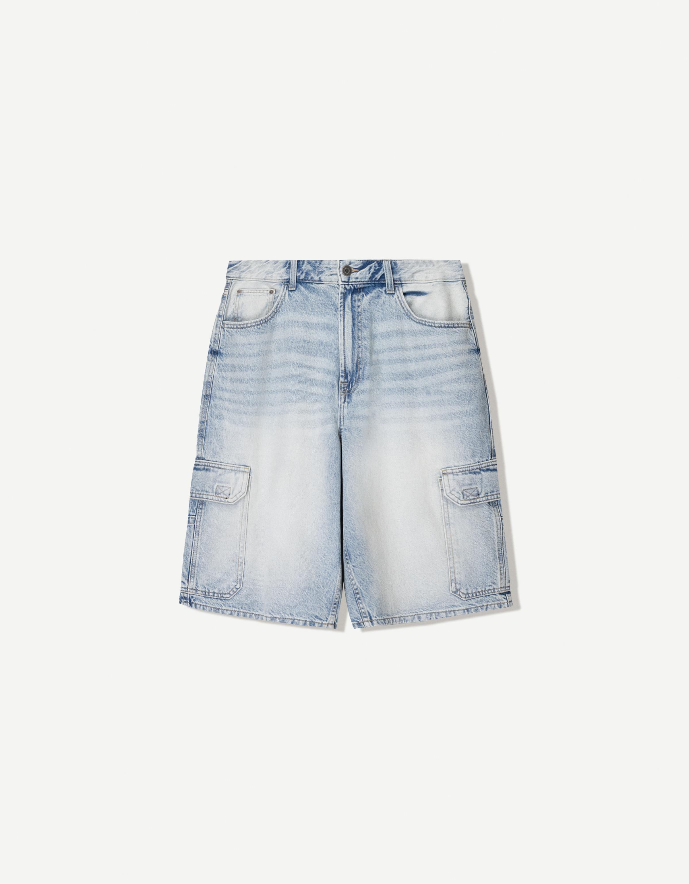 【COSYHARU】Cargo Wide Bermuda Denim Shorts 81FBvL4B0WL.jpg