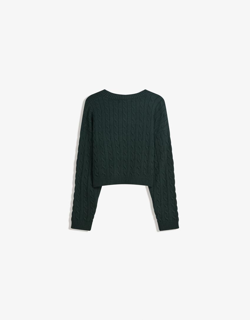 Jersey trenzado bordado-Verde-1