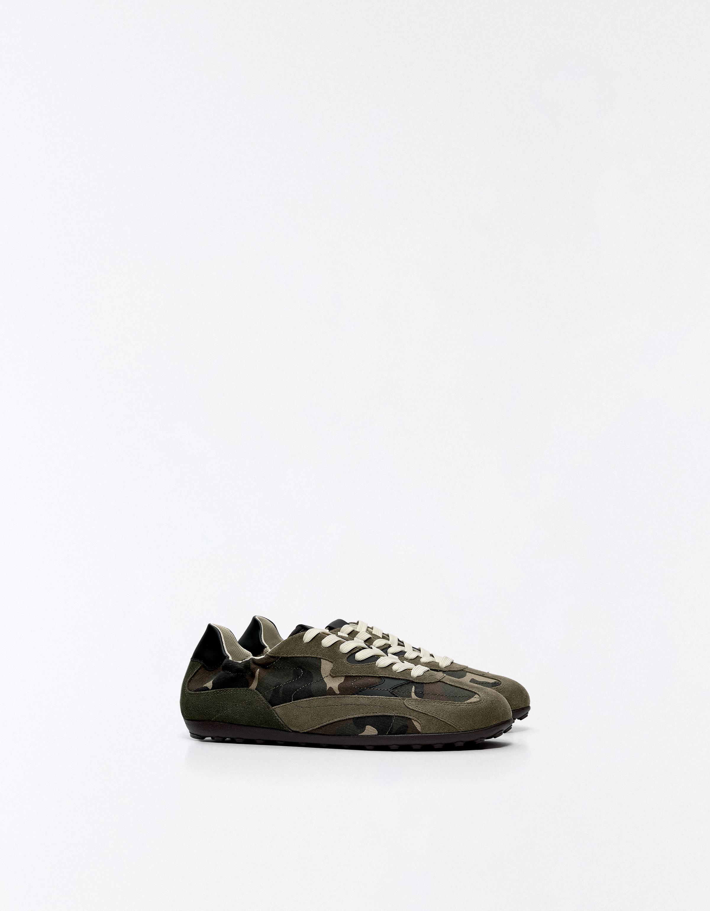 Bershka Cienkie Buty Sportowe W Stylu Retro Mężczyzna 46 Khaki