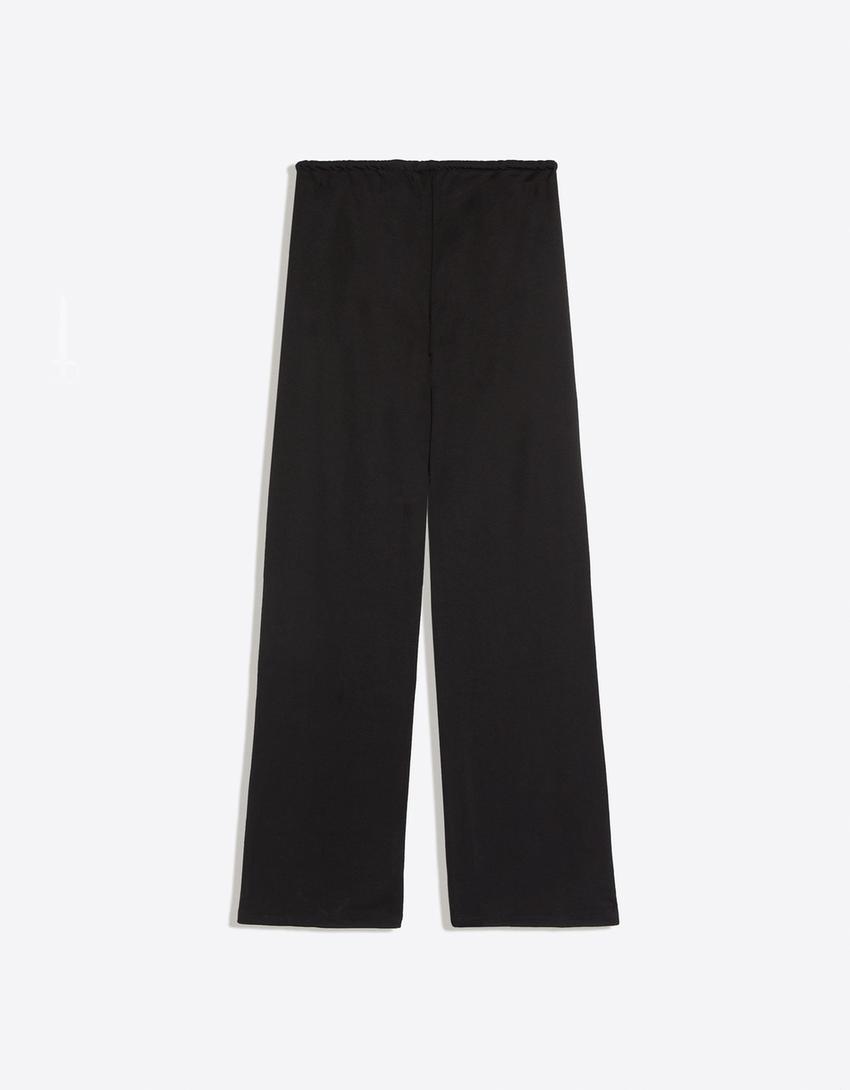 Side stripe plush joggers-Black