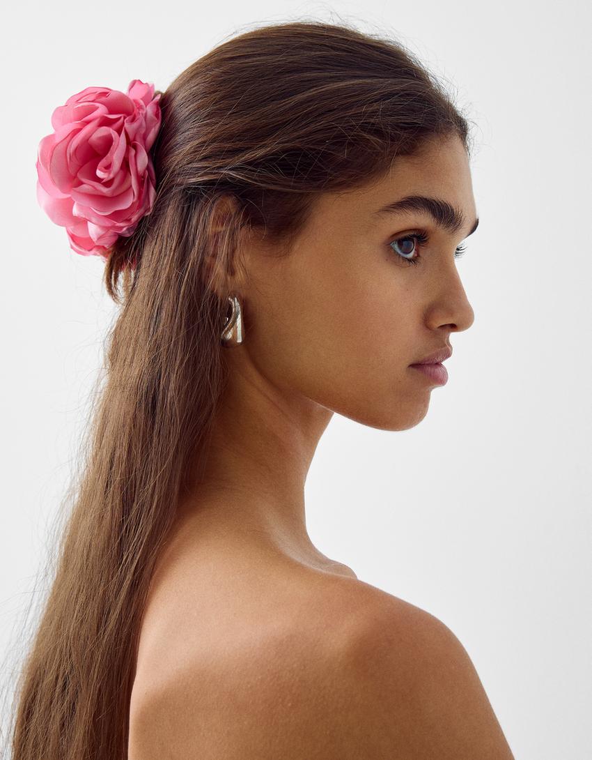 Flower hair clip-Pink-3