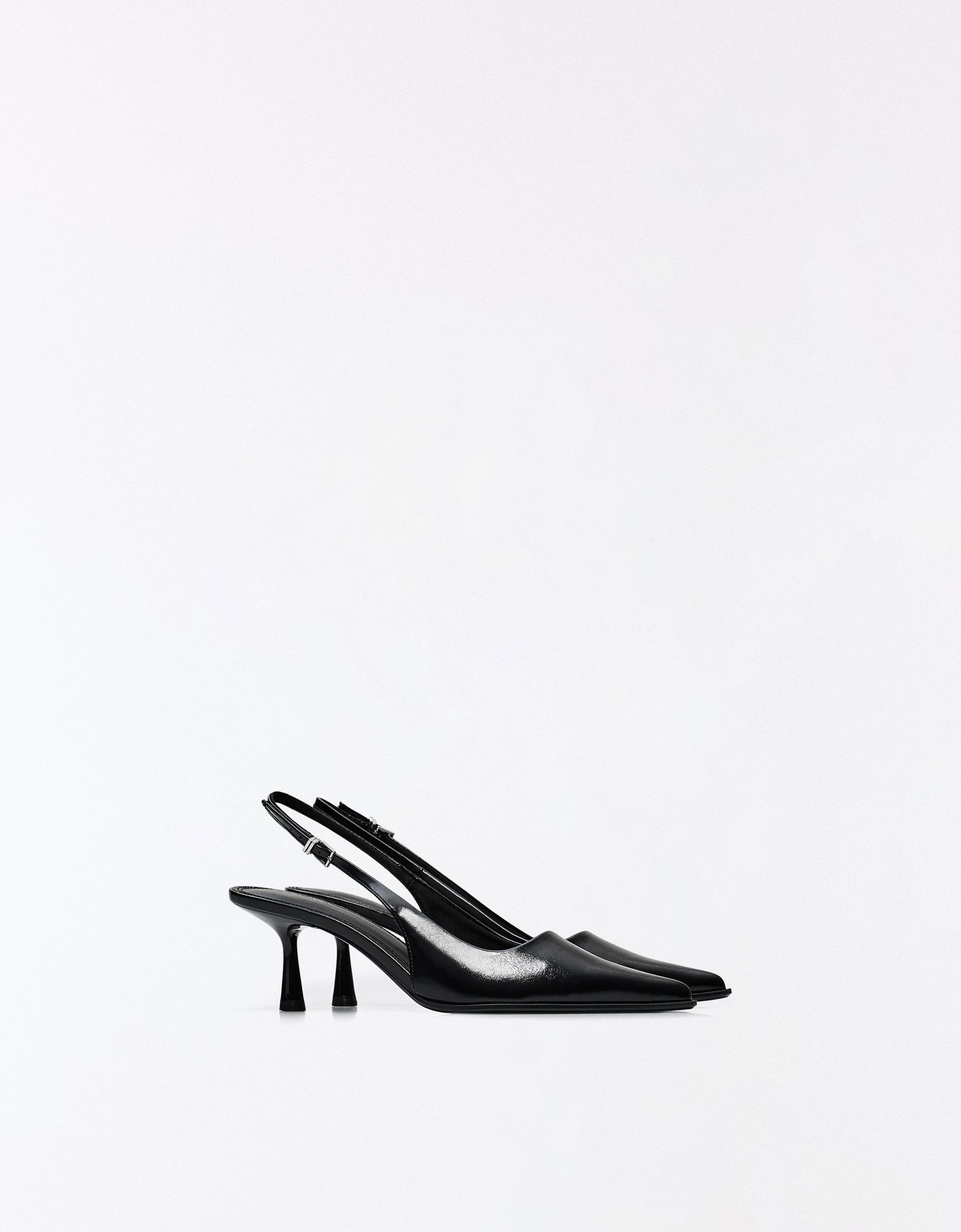 Bershka Zapato Tacon Detalle Hebilla Mujer 35 Negro
