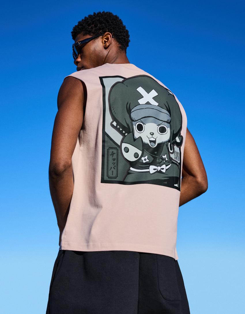 Camiseta One Piece sin mangas print-Rosa
