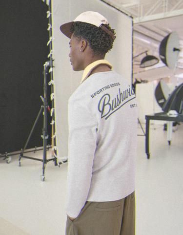 Printed long sleeve henley — Grey 2