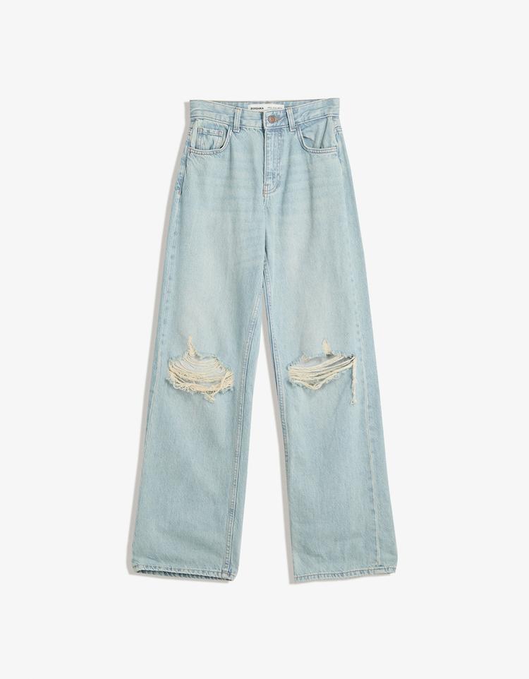 Ripped wide-leg jeans
