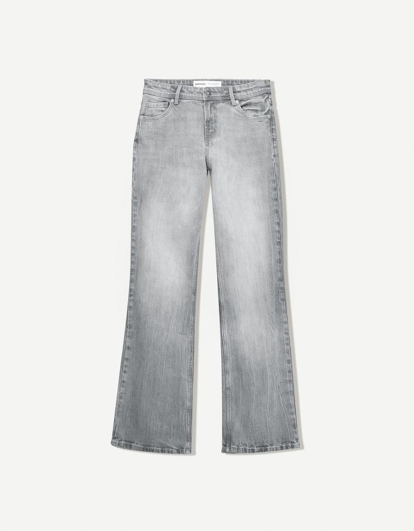 Blugi bootcut talie joasă-Gri-3